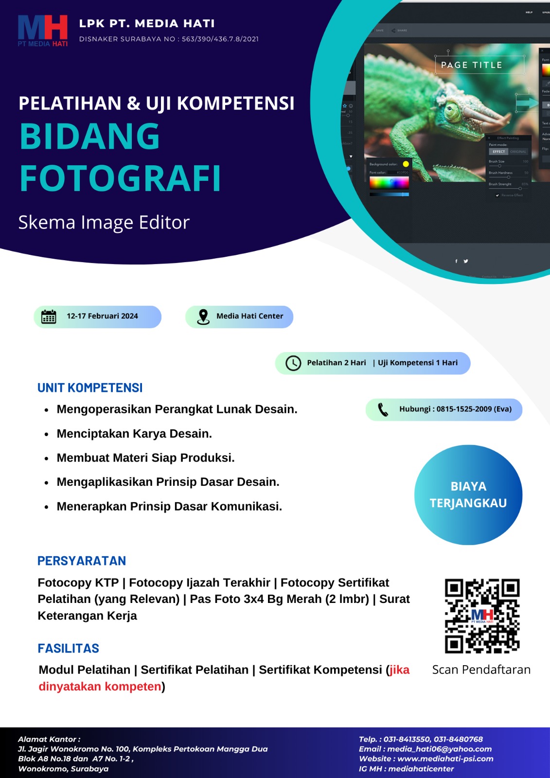 Info Pelatihan dan Uji Kompetensi Tanggal 12 - 17 Februari 2024.